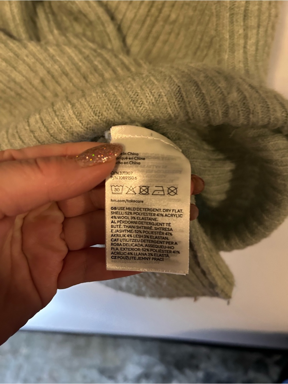 H&M Sage Grey Oversized Ribbed Turtleneck Sweater - Size M - Picture 6 of 6